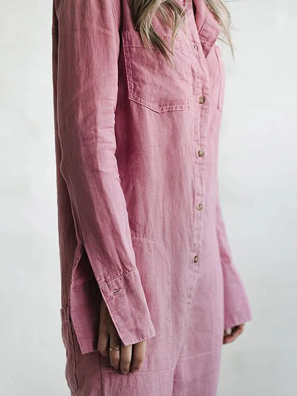 Davy | Women's Button-Front Jumpsuit with Pockets