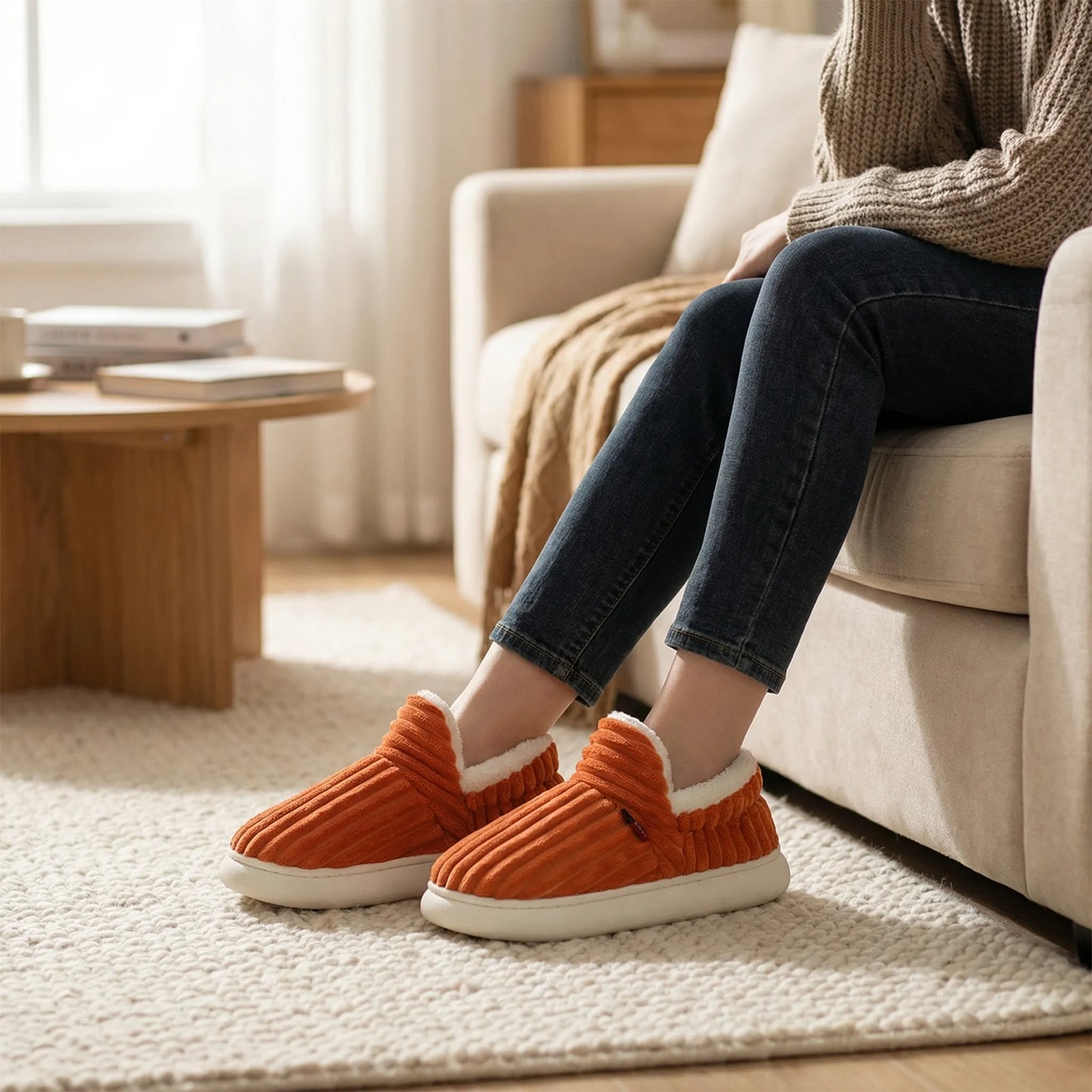 Davy | Women's Cozy Ribbed Slip-on Slippers