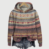 Sudadera con capucha de punto Fair Isle acogedora