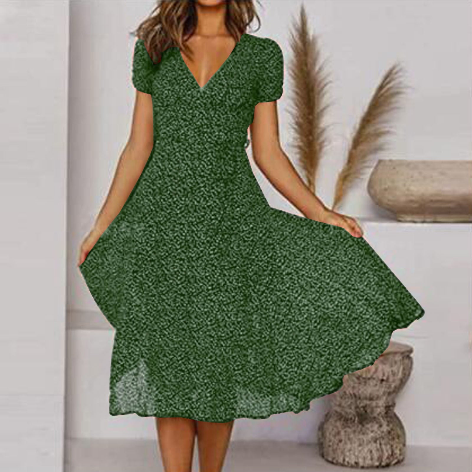 Davy | Women's Floral A-line V-neck Midi Dress