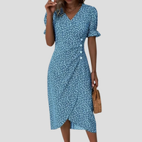 Vestido midi cruzado floral para mujer