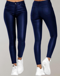 Pantalon skinny taille haute en simili cuir pour femme