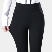 Pantalon stretch rayé taille haute pour femmes