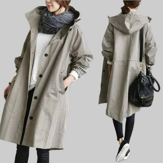 Davy | Women's Hooded Trench Coat - Oversized Relaxed Fit