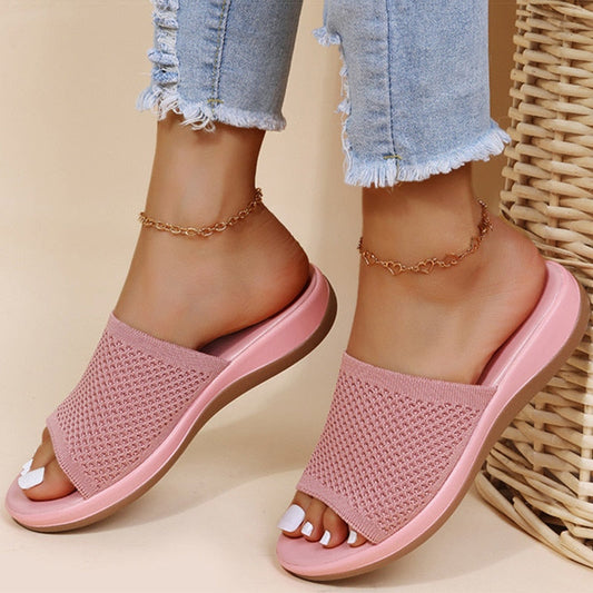 Davy | Women's Knit Slides with Open Toe
