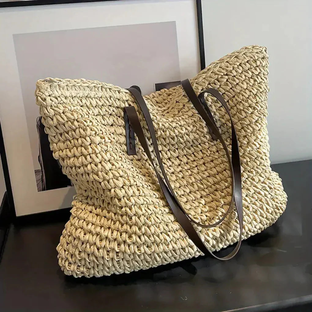 Davy | Women's Large Woven Tote Bag - Casual Everyday Bag