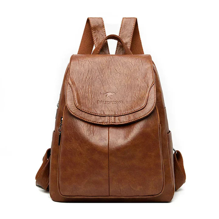 Davy | Women's Leather Backpack with Flap Closure