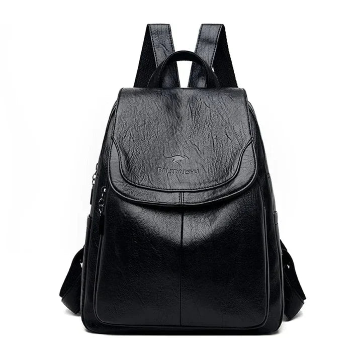 Davy | Women's Leather Backpack with Flap Closure