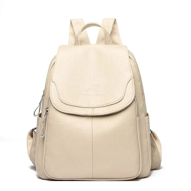 Davy | Women's Leather Backpack with Flap Top