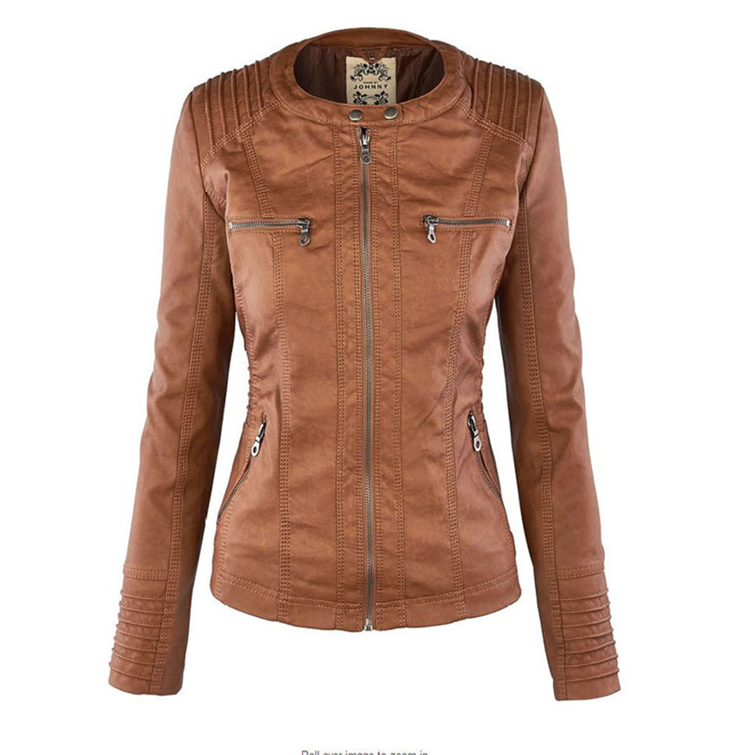 Davy - Women's Leather Jacket with Hood