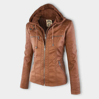 Veste en cuir à capuche audacieuse pour femmes