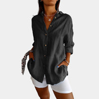 Chemise en coton-lin texturé à boutons sur le devant