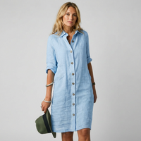 Robe chemise en lin respirante pour femme