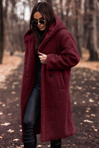 Davy | Women's Long Teddy Coat with Hood