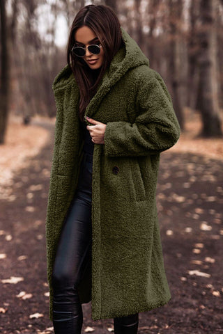 Davy | Women's Long Teddy Coat with Hood