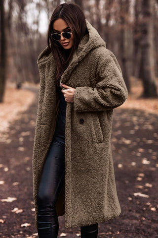 Davy | Women's Long Teddy Coat with Hood