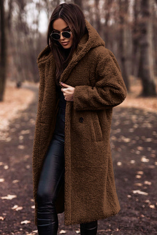 Davy | Women's Long Teddy Coat with Hood