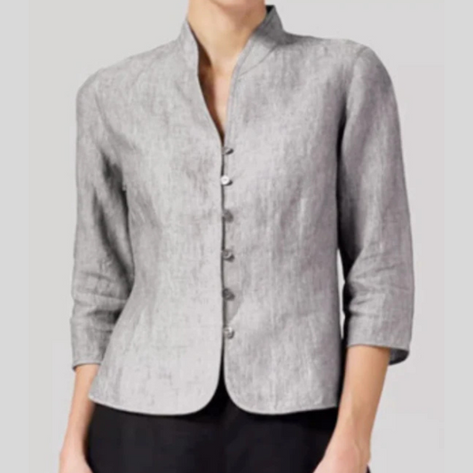 Davy | Women's Mandarin Collar Blouse with Button Front