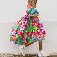 Robe midi pour femme avec imprimé floral abstrait