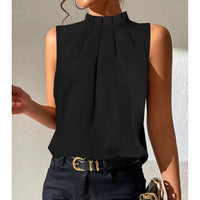 Blusa elegante plisada con cuello simulado
