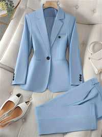 Costume blazer à revers cranté et pantalon pour femmes