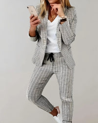 Ensemble blazer et pantalon décontracté à carreaux