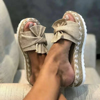 Women's Platform Sandals with Bow Detail