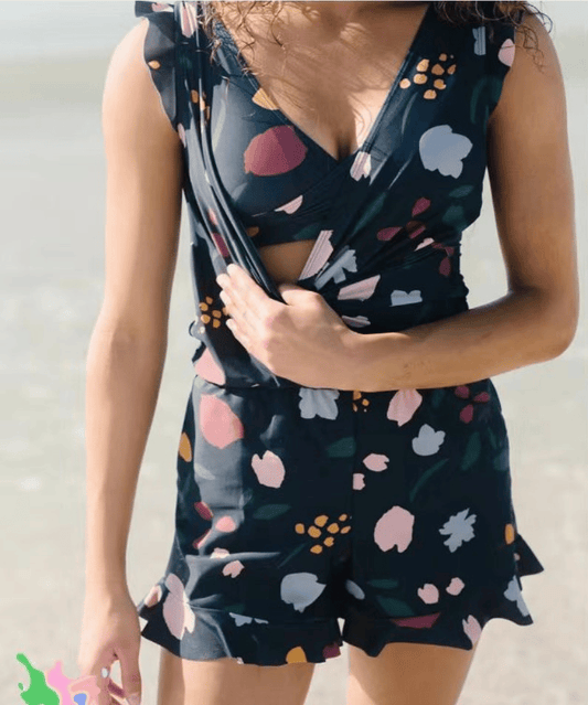 Davy | Women's Romper with Ruffle Trim