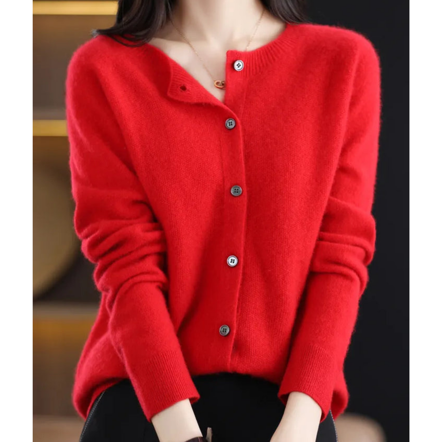 Davy Women's Round Neck Cardigan Sweater