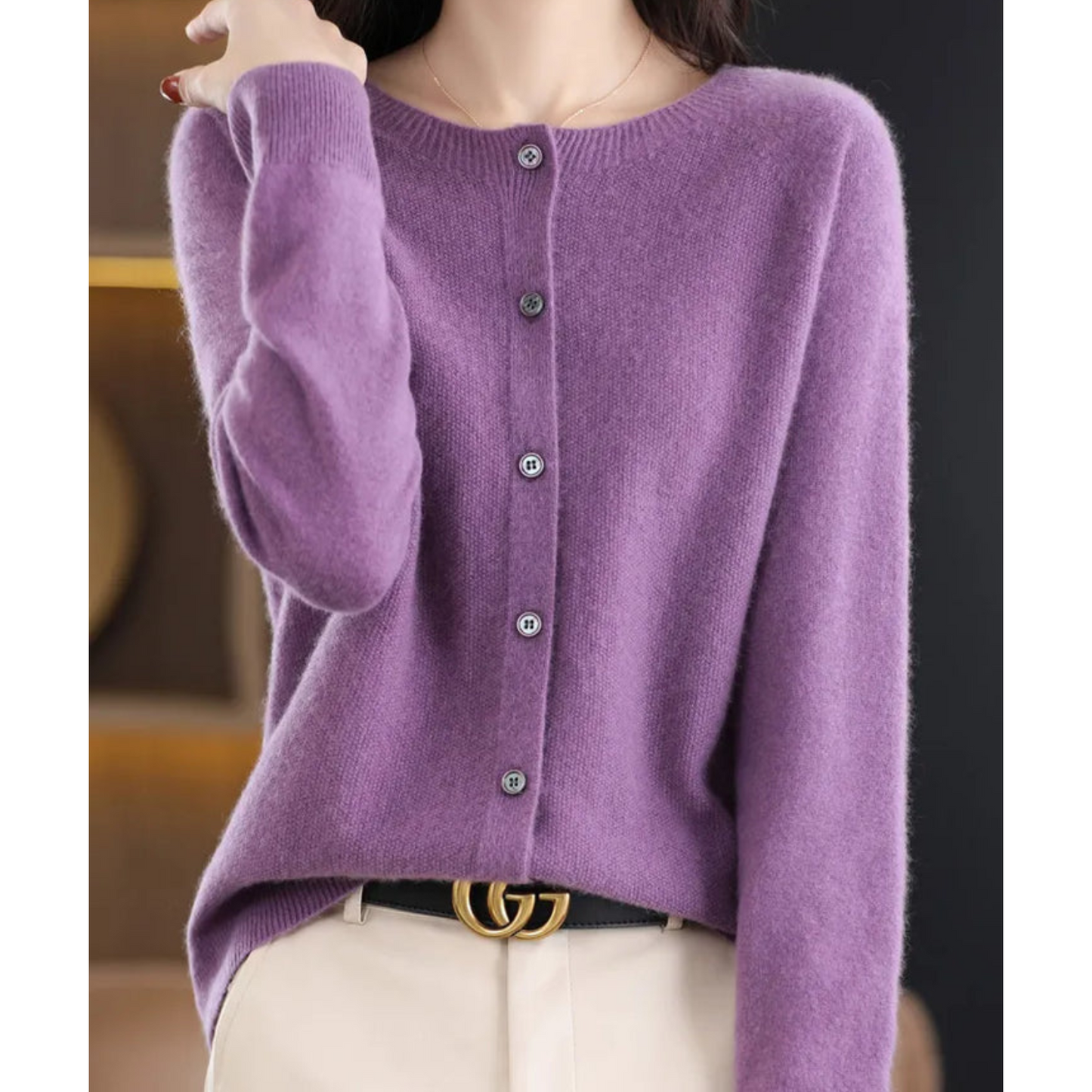 Davy Women's Round Neck Cardigan Sweater