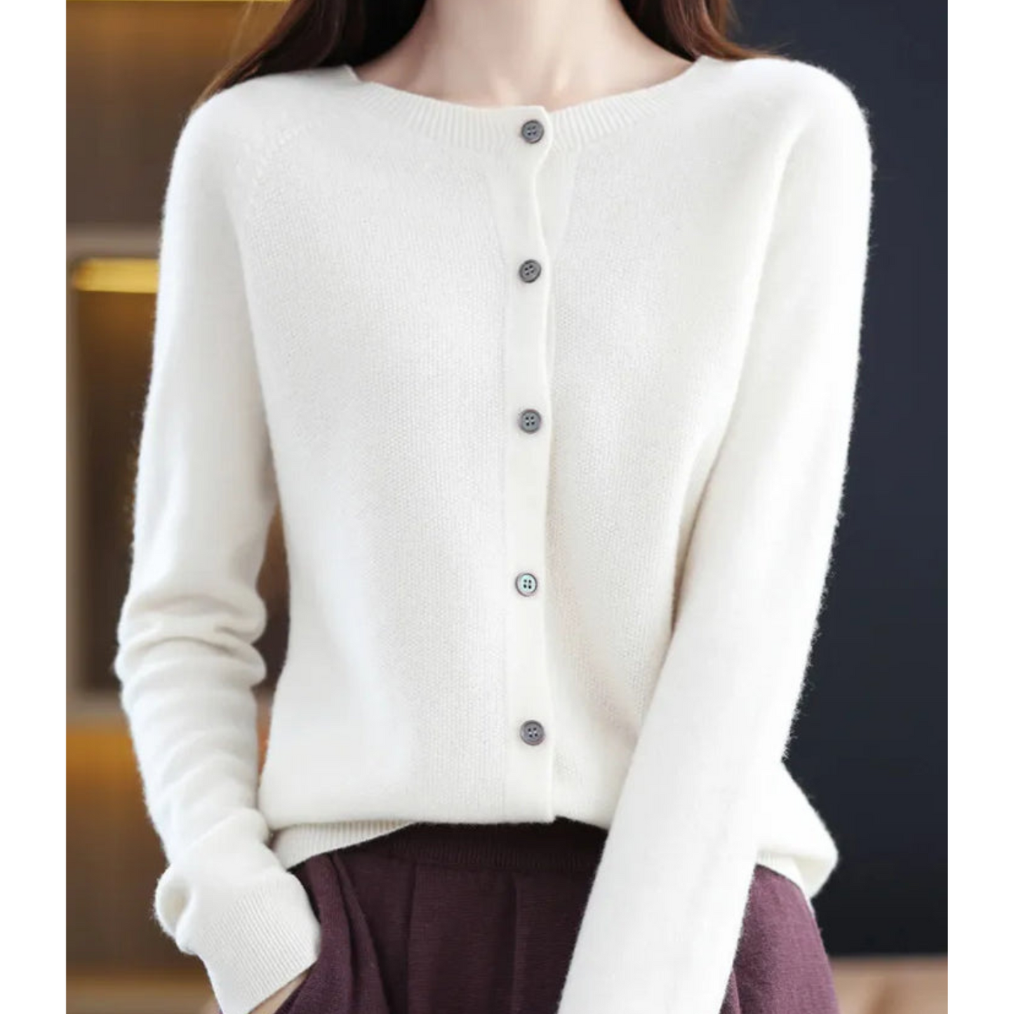 Davy Women's Round Neck Cardigan Sweater