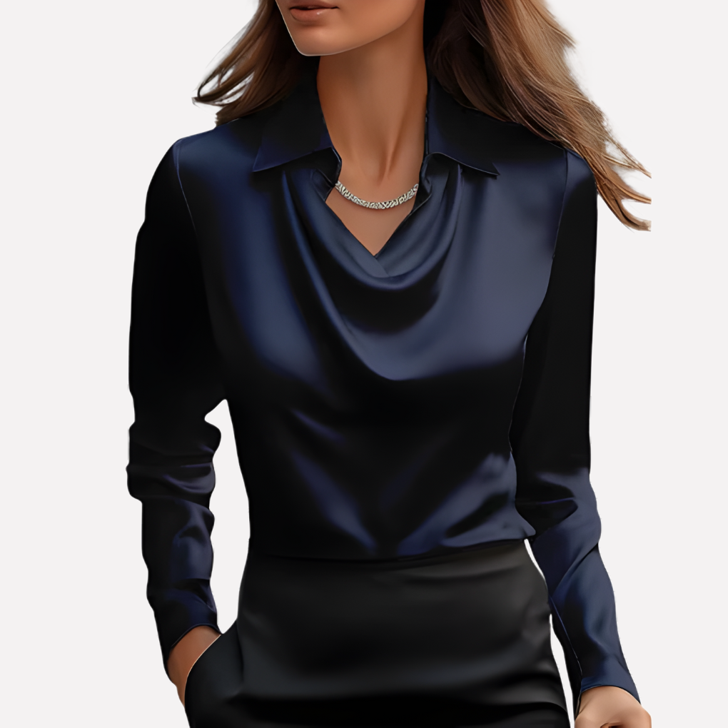 Davy | Women's Satin Draped Collar Blouse