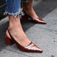 Tacones con Tira Trasera y Estampado de Cocodrilo para Mujer