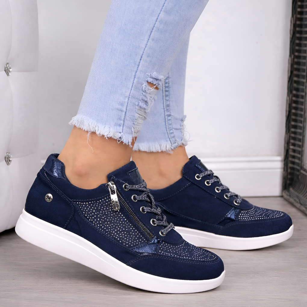 Davy | Women's Sneakers with Side Zip & Studded Detail