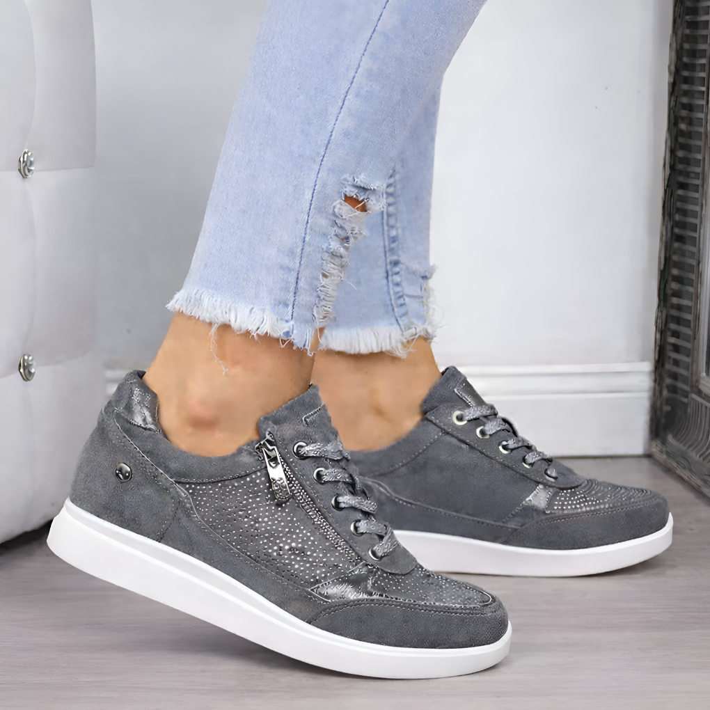 Davy | Women's Sneakers with Side Zip & Studded Detail