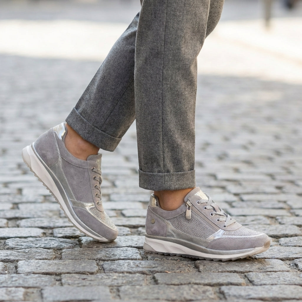 Davy | Women's Sneakers with Side Zip & Studded Detail