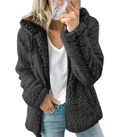 Sweat à capuche zippé en polaire teddy douillet pour femme
