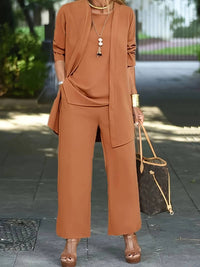 Conjunto versátil de pantalones Palazzo de tres piezas