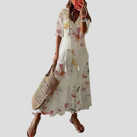 Robe maxi fluide à volants et imprimé floral