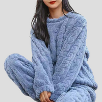 Ensemble pyjama teddy confortable avec tricot torsadé pour femme