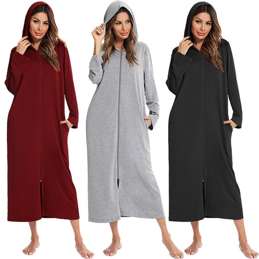 Davy | Women's Zip-Up Hooded Robe