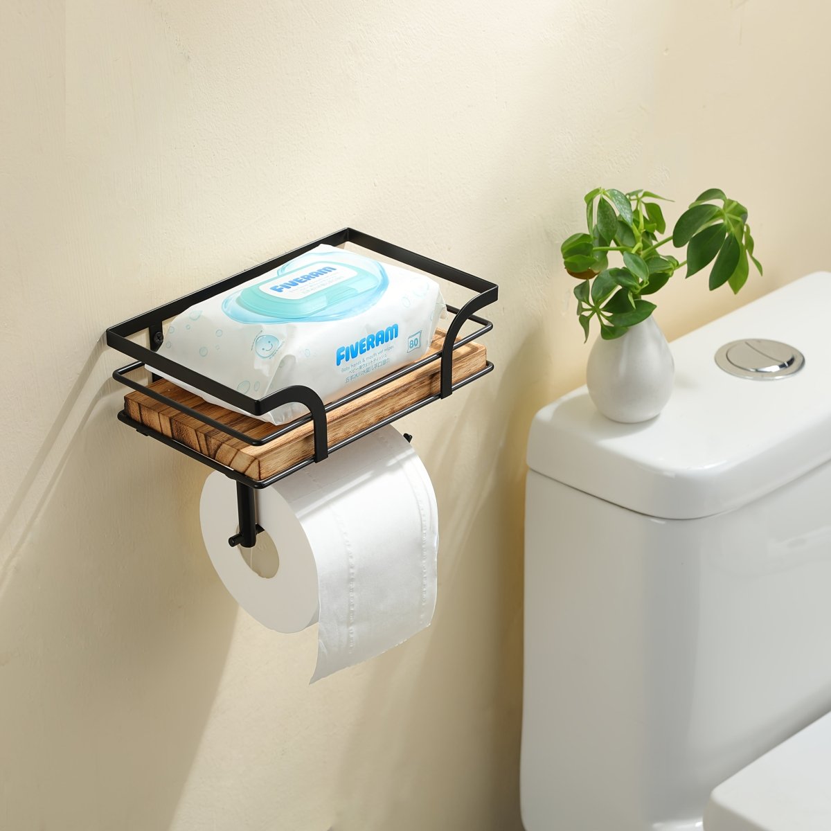 Decorative Iron Wall Rack — Open Silhouette Bathroom Organizer