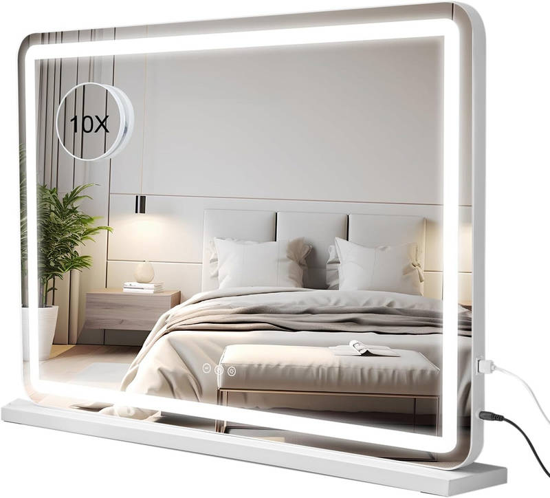 Dimmable LED Desk Vanity Makeup Mirror with Touch Screen and 3 Colour Modes