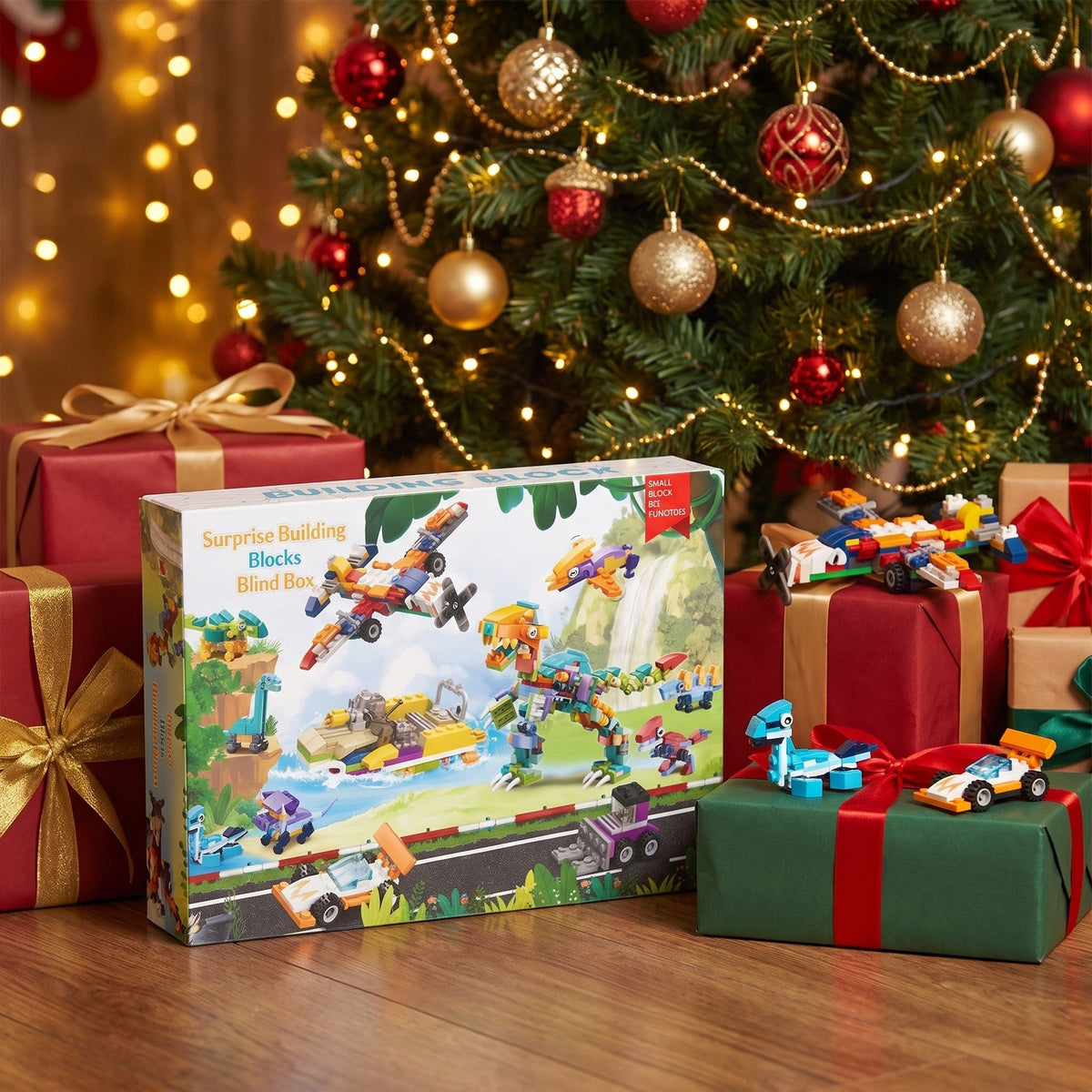 Dinosaur and Vehicle Building Block Advent Calendar, 24 Mini Kits, T. Rex and Plane Bonus