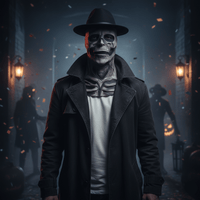 DREADSKULL – Máscara de esqueleto realista con sombrero para la transformación definitiva de Halloween