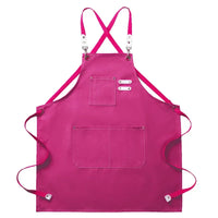 Tablier utilitaire durable en toile, dos croisé, avec finitions et poches en cuir, pour chef, barbecue et atelier