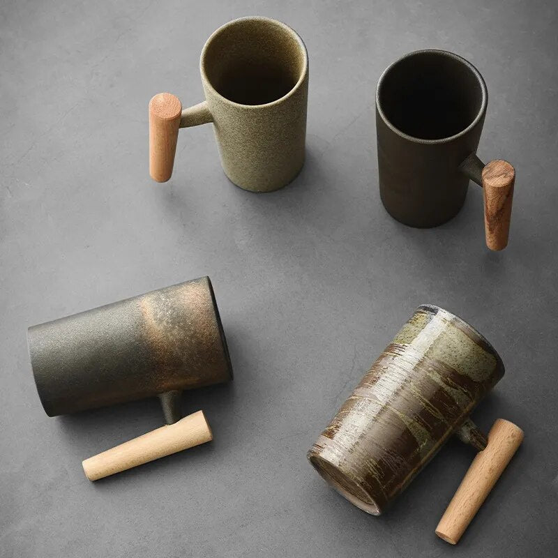 Earthy Nordic-Style Latte Mugs - Coffee Cups