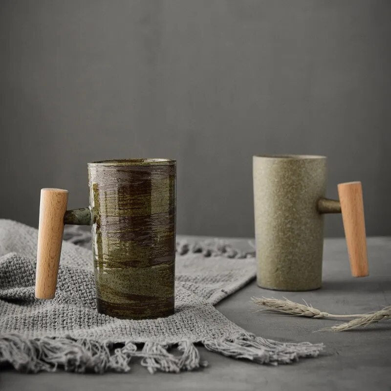 Earthy Nordic-Style Latte Mugs - Coffee Cups