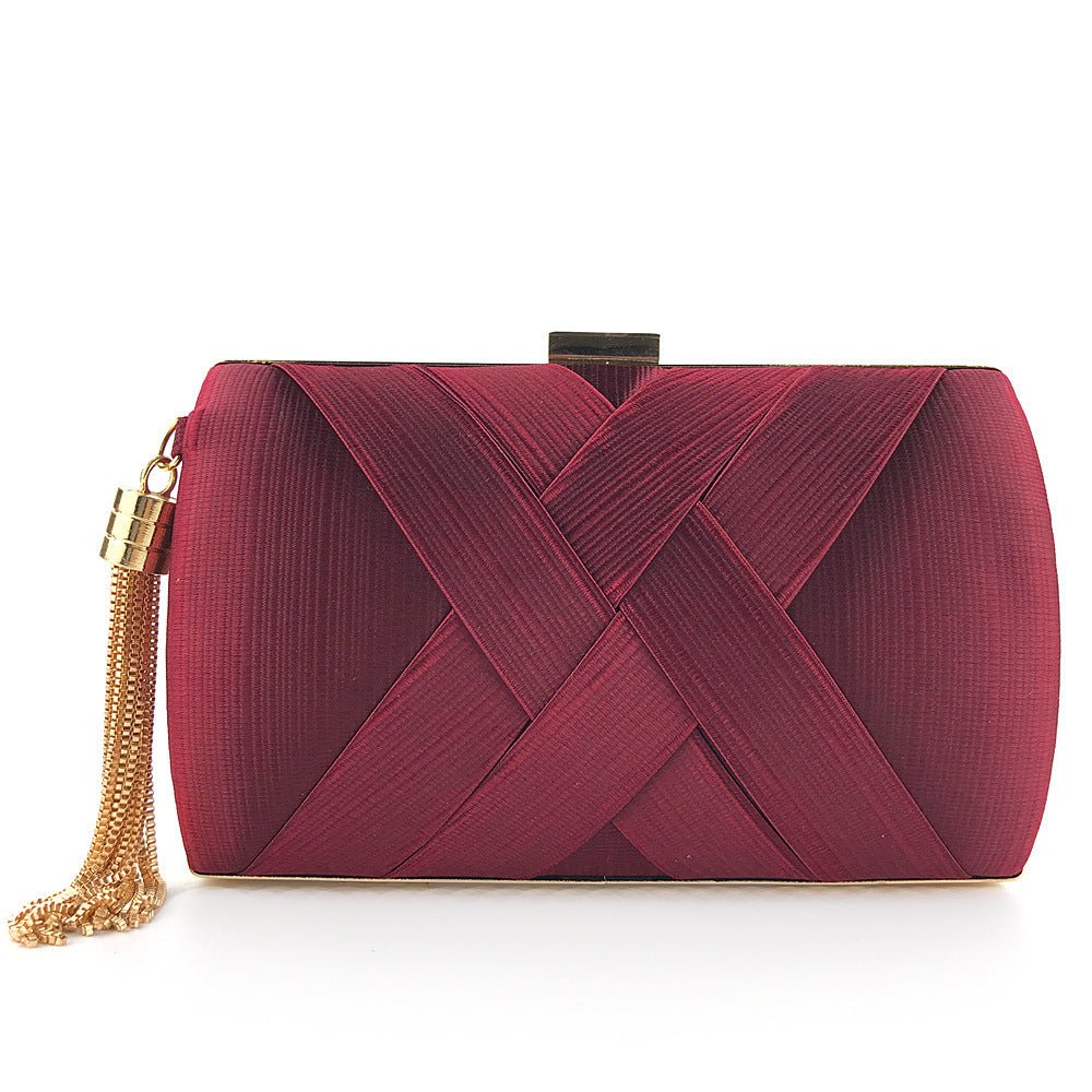 Éclessa Luxury Evening Clutch | Satin Bag with Tassels for Classic and Modern Elegance