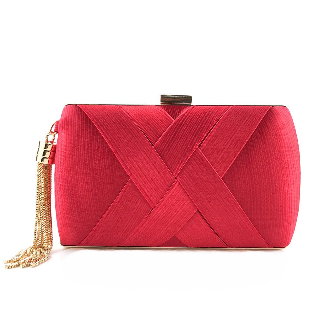 Éclessa Luxury Evening Clutch | Satin Bag with Tassels for Classic and Modern Elegance